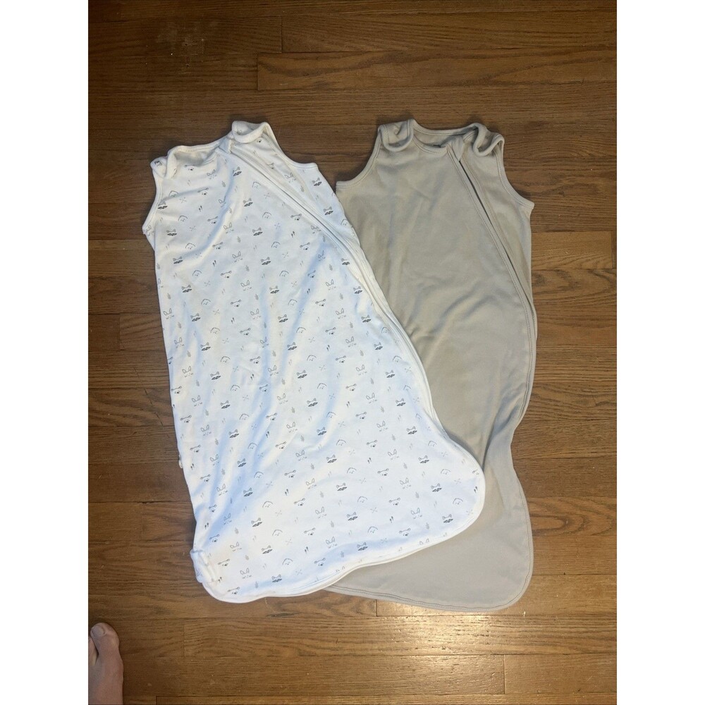 KeaBabies Soothe Sleep Sack Lot of 2 Med Organic Cotton Beige Wearable Blanket